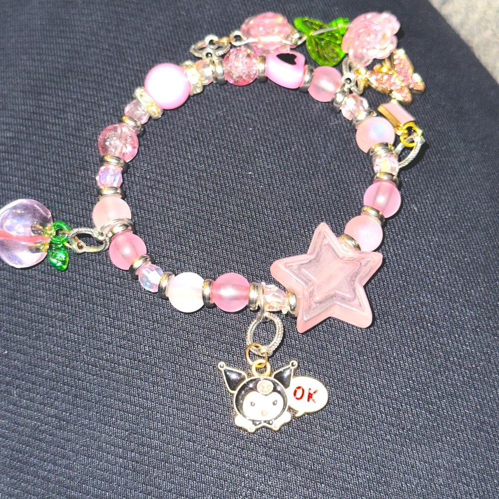 Kuromi Strawberry star charm bracelet
